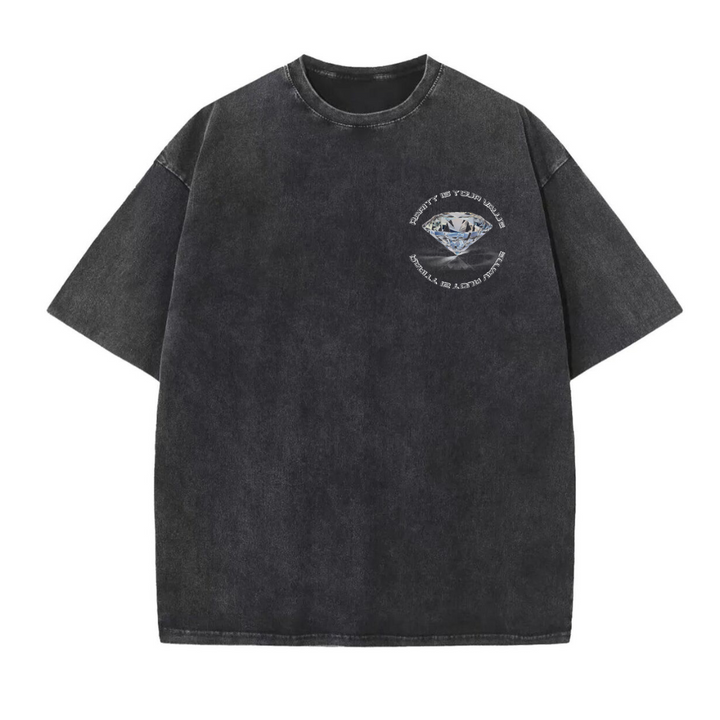 Washed Black tee  - "Rarity is your value"