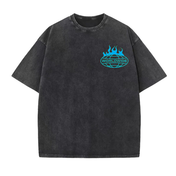 Washed Black tee  (Worlwide - Blue / Green)
