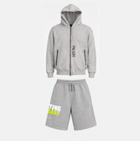 Grey Heavyweight Hoodie + Grey Shorts