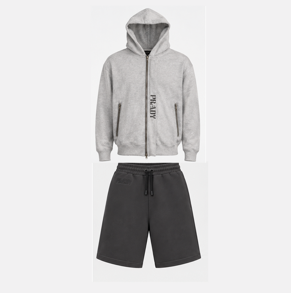 Grey Heavyweight Hoodie + Grey Scuba Shorts